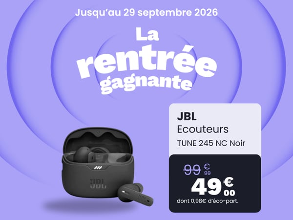 JBL Tune 245 NC, Écouteurs sans fil JBL, Écouteurs réduction de bruit, Bluetooth écouteurs pas cher, Promo JBL Tune, Écouteurs sans fil boulanger, Meilleur écouteur antibruit, Bon plan écouteurs Bluetooth, Écouteurs sans fil étudiant, La rentrée gagnante Boulanger
