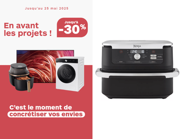 Venez découvrir la friteuse sans huile NINJA Foodi Flex 10,4L AF500EU en promotion à l'occasion de notre catalogue 