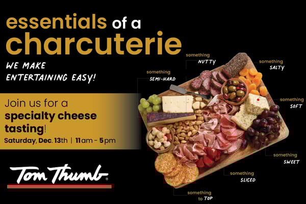 essentials of a charcuterie join us for a specialty cheese tasting December 13th 11am through 5pm