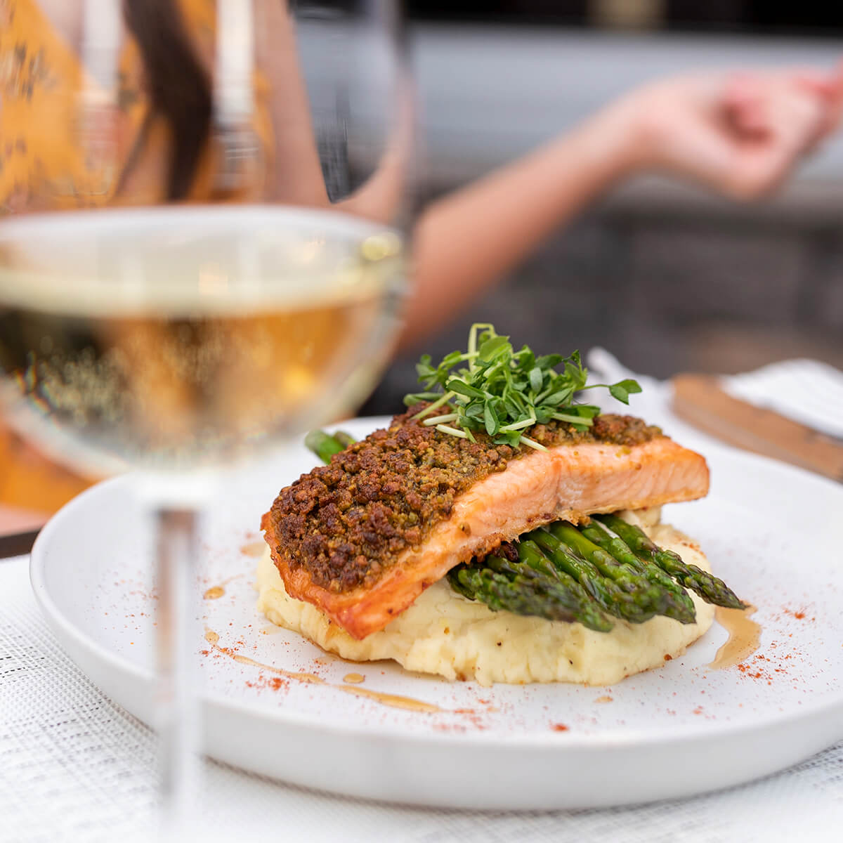 PISTACHIO CRUSTED SALMON at State & Main