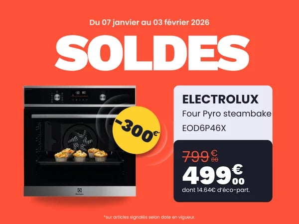 Vous cherchez un Four encastrable ? Profitez de l'offre sur le Four Electrolux Pyro Steambake E0D6P46X !