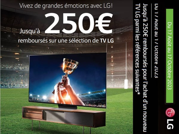 Offre jusqu'à 250 € remboursés sur une sélection de TV LG * voir conditions, chez Boulanger Bordeaux Mérignac