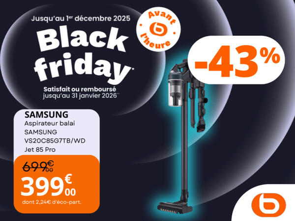 🔥 Black Friday Boulanger Paris Italie 2 : L’aspirateur balai Samsung Jet 85 Pro à prix renversant ! -25% sur la puissance sans fil 🔥