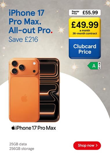 Save on iPhone bundles with Christmas deals that sparkle at Tesco Mobile, Shop now!