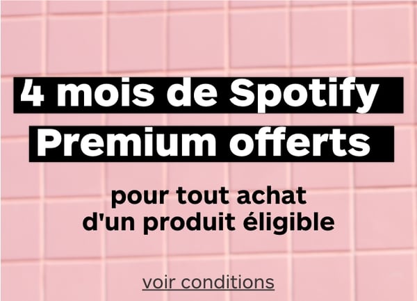 4 mois de Spotify Premium offerts* pour l'achat d'une sélection de produits Image, Son et Multimédia.