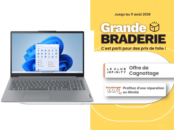 Équipez-vous pour l'avenir : Le PC portable Lenovo avec réparation illimitée en Grande Braderie à Boulanger Niort