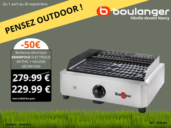 Barbecue électrique KRAMPOUZ ELECTRIQUE MYTHIC + HOUSSE GECIM1OA0