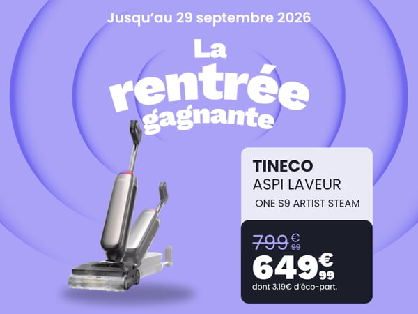 Tineco One S9 Artist Steam, Aspirateur laveur Tineco, Aspirateur vapeur sans fil, Nettoyeur de sol Tineco, Promo aspirateur laveur, Aspirateur eau et poussière, Tineco pas cher Boulanger, Nettoyage vapeur sol, Aspirateur multifonction maison, La rentrée gagnante Boulanger
