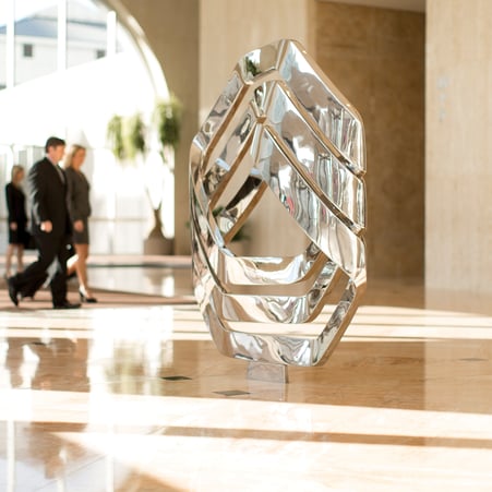 Silver sculpture at One Williams Center.