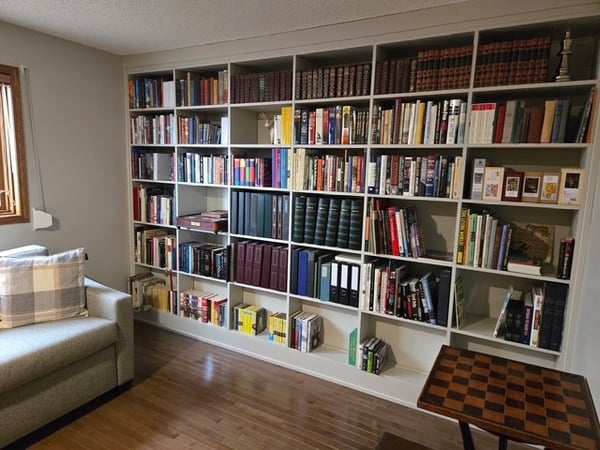 Floor to ceiling library bookshelves