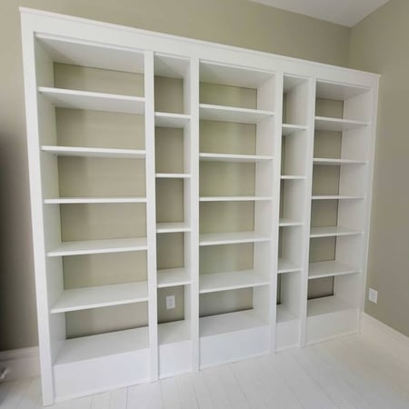 Greensboro - Custom closets - white shelving unit with 3 wide columns and 2 narrow columns in between