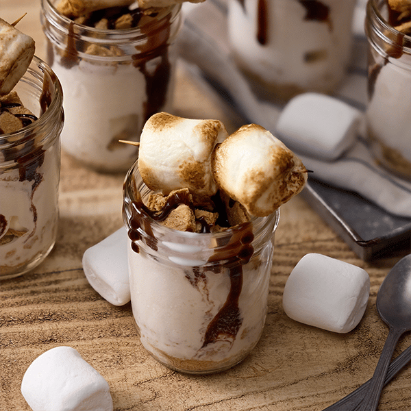 soft vanilla smores parfait by blue bunny
