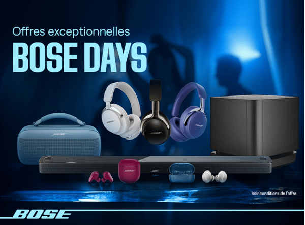 Découvrez l’univers Bose, une sélection incontournable d’enceintes, barres de son, casques et écouteurs reconnus pour leur excellence ! Chaque produit incarne le savoir-faire de la marque : un son puissant, précis et immersif, allié à un design élégant et à un confort d’écoute exceptionnel chez Boulanger Limoges !