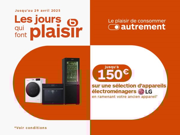 JUSQU'A 150€ DE BONUS RACHAT sur 1 sélection  de Gros Electro LG