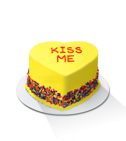 Yellow Conversation Heart KISS ME Cake