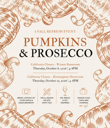 California Closest Fall Event, Pumpkins and Prosecco. Birmingham and Wixom Showroom