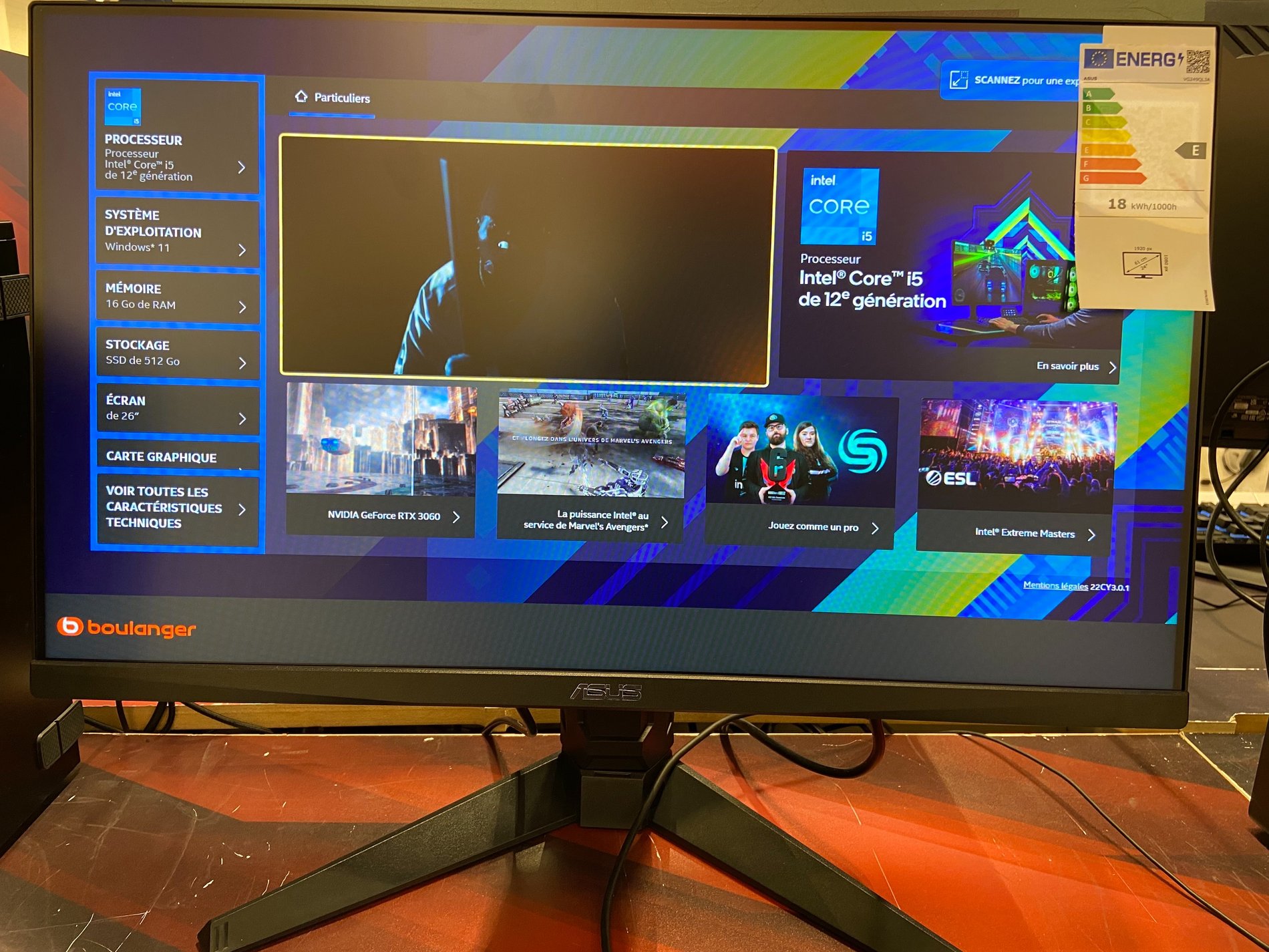 ecran pc gamer asus