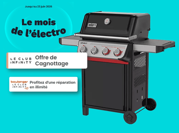 🍢 Le mois de l'électro : Devenez le roi des grillades avec Weber !
Les beaux jours s'installent et les envies de repas conviviaux en extérieur se font sentir ! Dans le cadre de notre opération 
