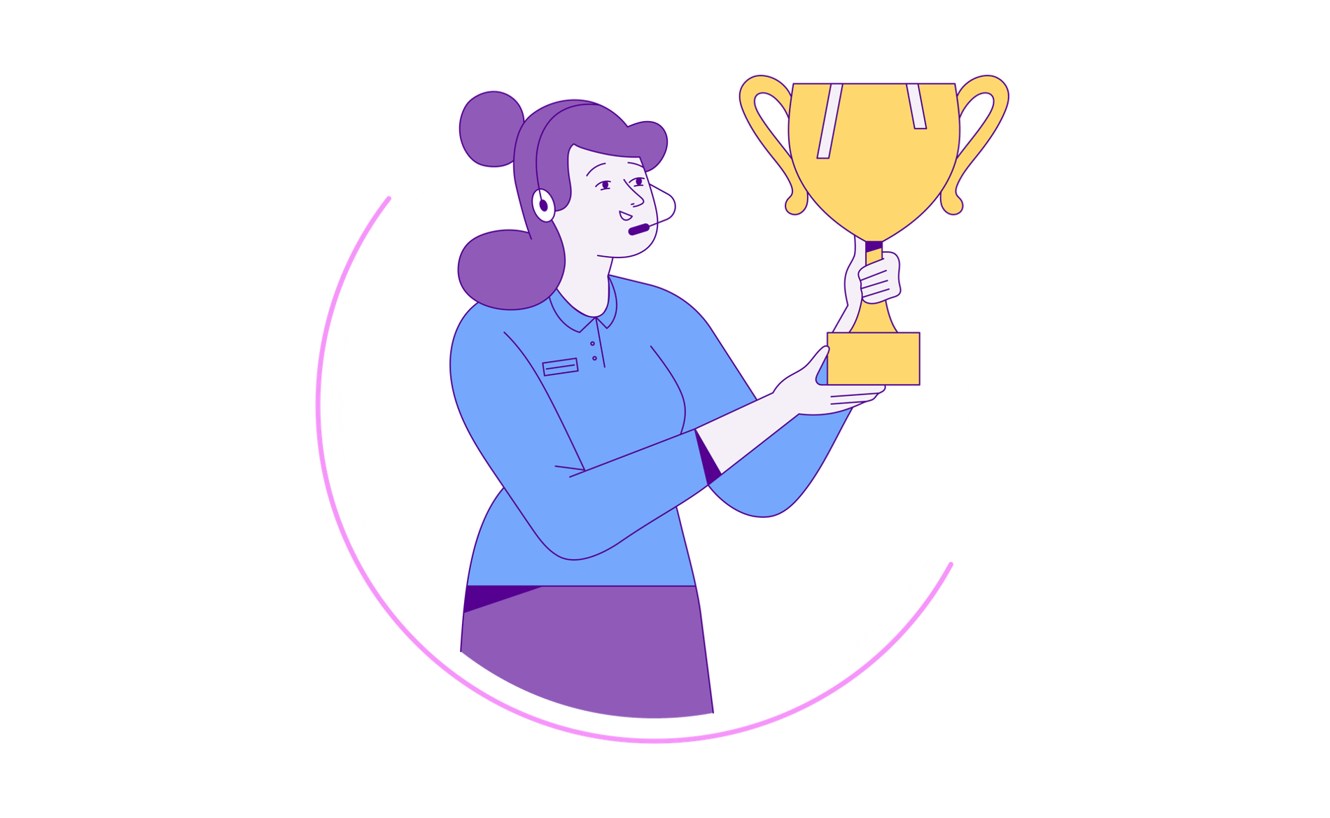 Illustration of a Woman holding an award won by UW