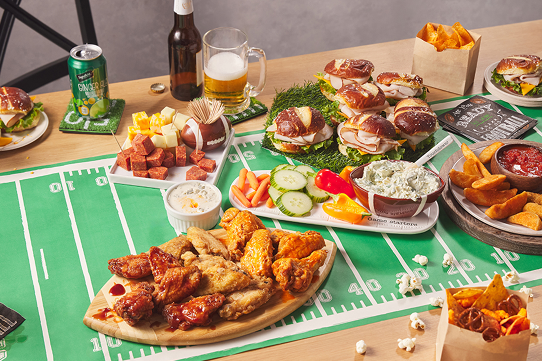 game day party food on a table