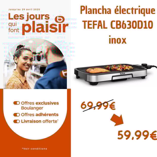 Plancha électrique TEFAL CB630D10 Inox