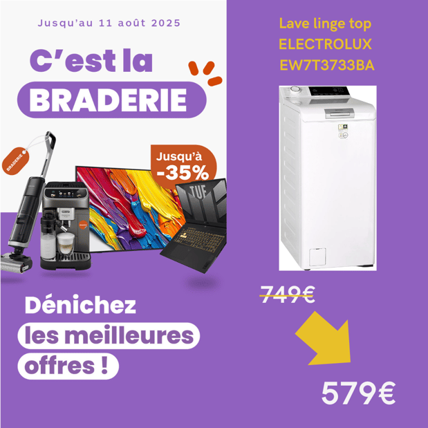 Lave linge top 
ELECTROLUX 
EW7T3733BA