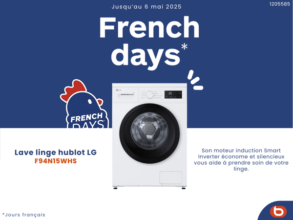 découvrez le Lave linge hublot LG F94N15WHS dans votre magasin Boulanger Boulogne-Sur-Mer