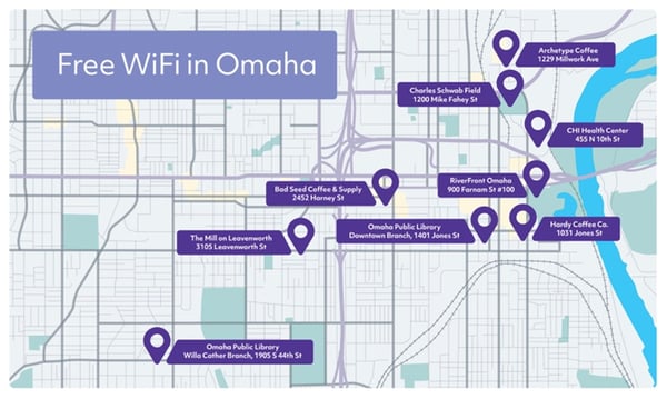 Free WiFi in and around Omaha