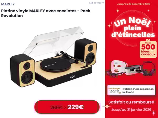 Offre spéciale : Platine vinyle MARLEY Pack Revolution à 229 € chez Boulanger Biganos