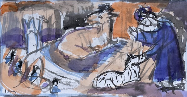 "hinter der Manege", Aquarell von Barbara Ramp Kunst www.rampart.ch