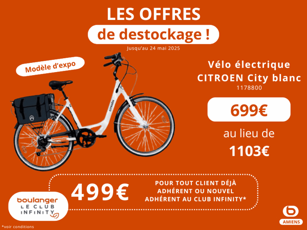Vélo électrique CITROEN City blanc, offre destockage