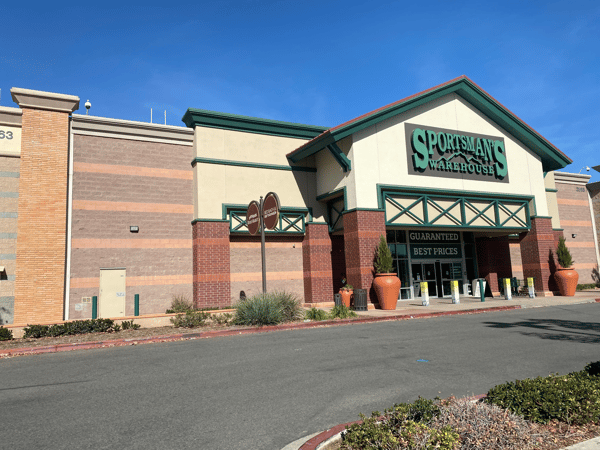 The front entrance of Sportsman's Warehouse in Corona
