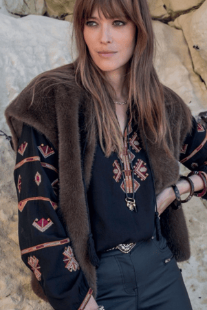 Boléro fausse fourrure sans manches choco