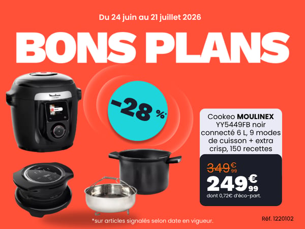 Cookeo MOULINEX YY5449FB noir connecté 6 L, 9 modes de cuisson + extra crisp, 150 recettes