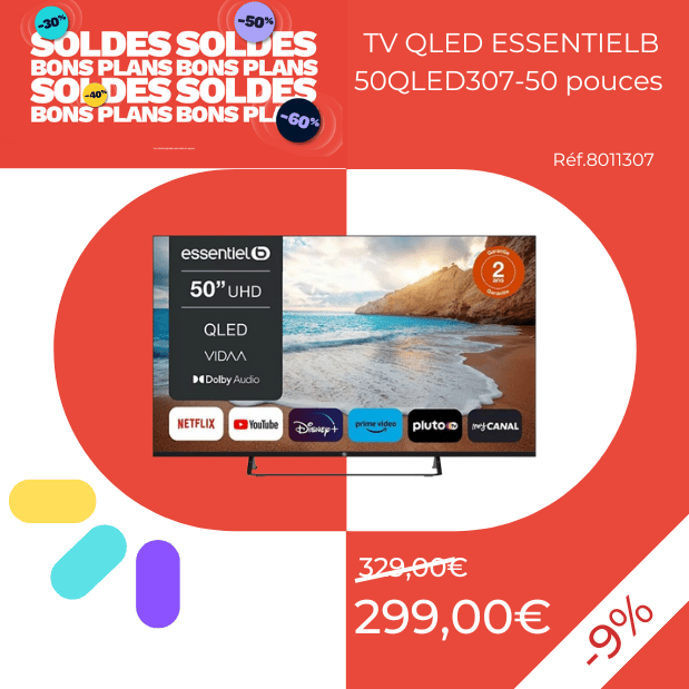 TV QLED ESSENTIELB 50QLED307-50 pouces