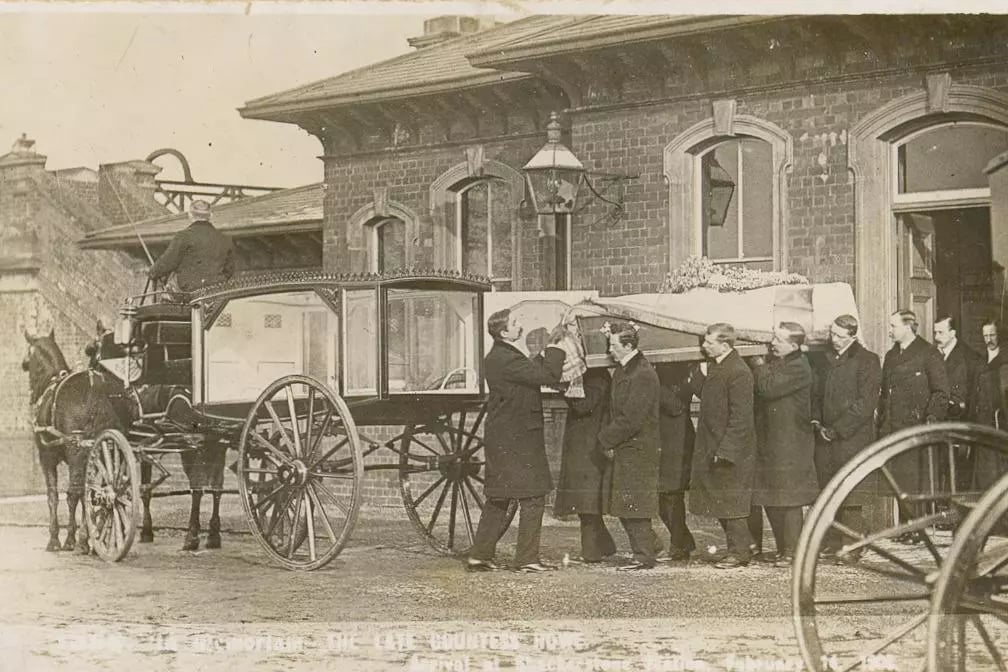 JH Kenyon horse-drawn hearse from historical archives