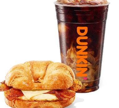 Croissant Sandwich and Iced Coffee