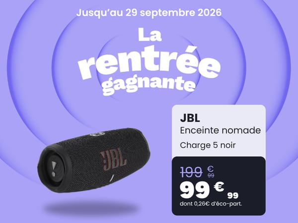 JBL Charge 5 noir, Enceinte Bluetooth JBL, Enceinte portable sans fil, Promo enceinte JBL, Bon plan audio Boulanger, Enceinte nomade étanche, Offre JBL Charge 5, Enceinte Bluetooth pas cher, Promotion matériel audio, La rentrée gagnante Boulanger
