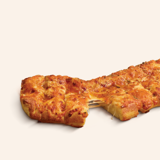 Our oven-baked breadsticks are stuffed with cheese and pepperoni - covered in a blend of cheese made with 100% real mozzarella and cheddar. Seasoned with a touch of garlic and Parmesan. Add marinara or your favorite dipping cup for an additional charge.