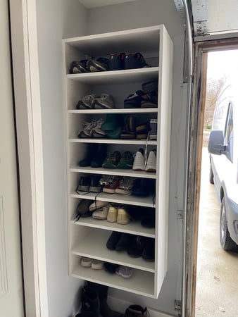 Garage shoe shelf