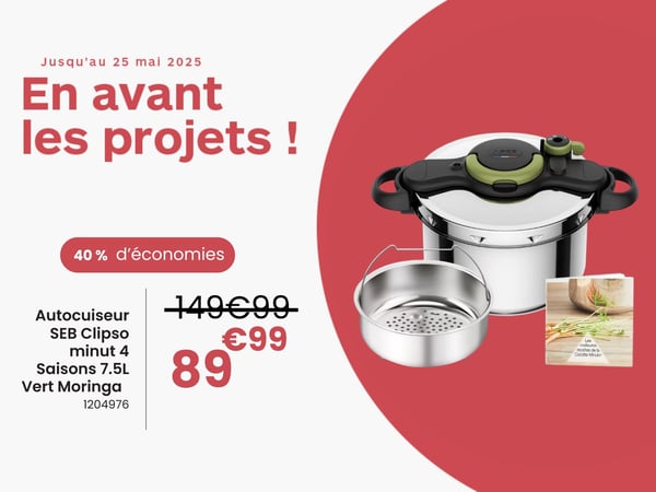 Autocuiseur SEB Clipso minut 4 Saisons 7.5L Vert Moringa