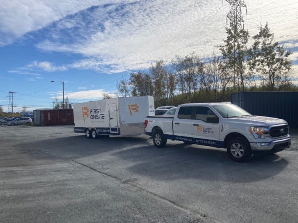 Truck and trailer ready for large-scale operations in open area