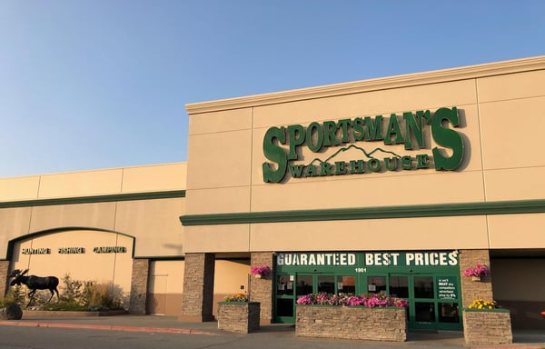 The front entrance of Sportsman's Warehouse in Wasilla