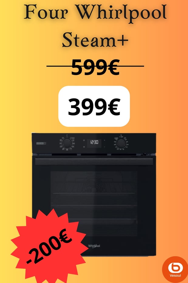 Four encastrable fonction vapeur Whirlpool OMSR58RU1SB Steam+