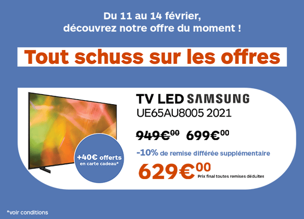 Bénéficiez de la TV LED SAMSUNG au prix de 629€ après toutes remises déduites !