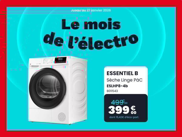 Sèche linge pompe à chaleur ESSENTIELB ESLHP8-4b