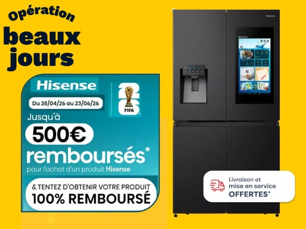 Voici LE frigo multi-portes Hisense à Anglet ! Profitez de la livraison et de la mise en service OFFERTES pour ce frigo Hisense américain par Boulanger Anglet