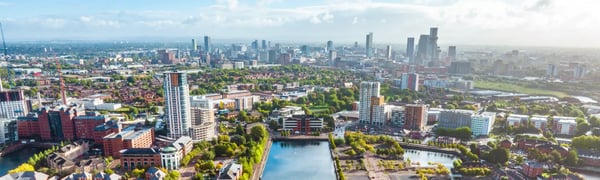 Knight Frank Manchester Commercial Agents: Drone view of Media city Salford quays, Manchester