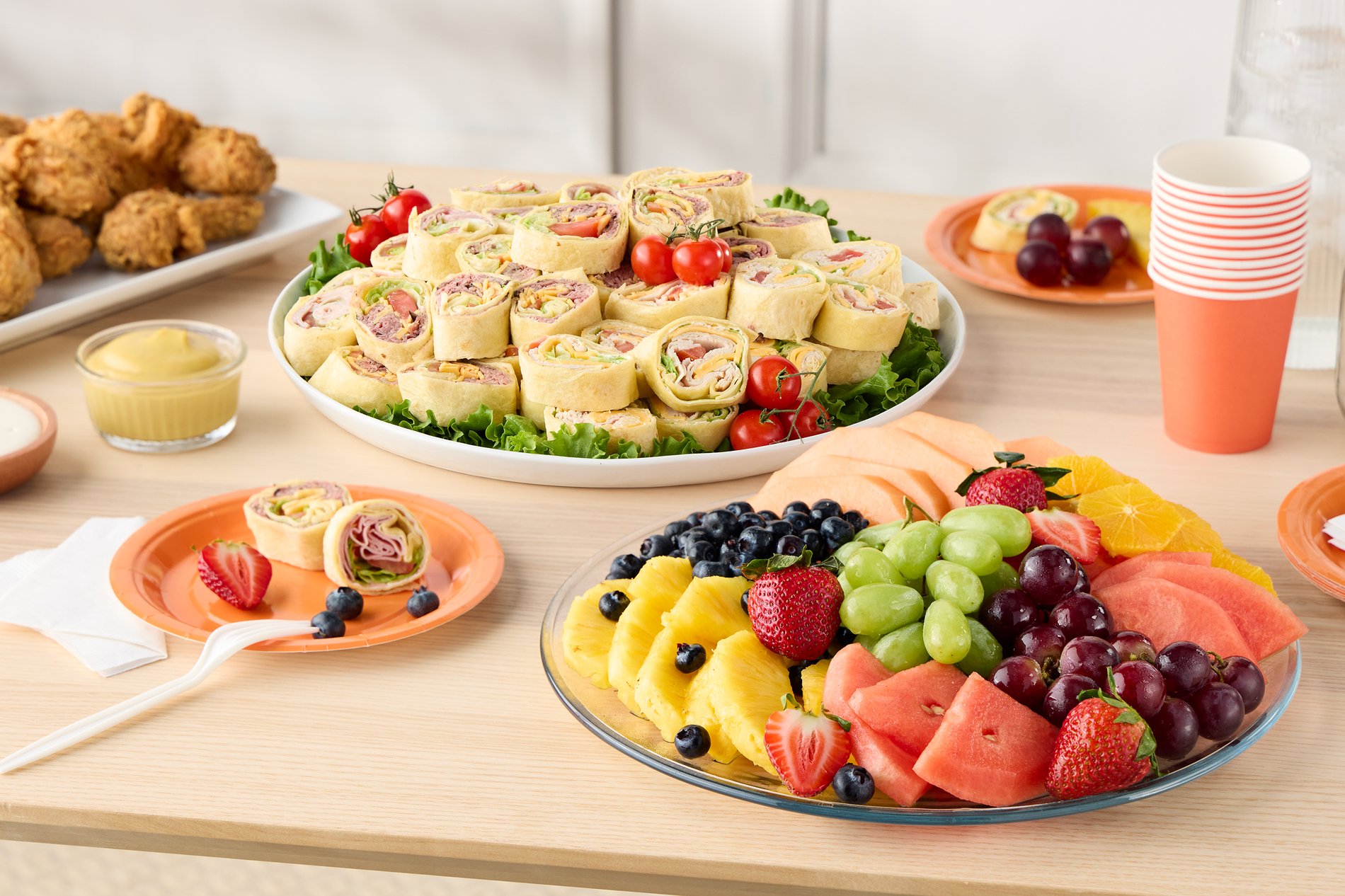 party food and fruit trays