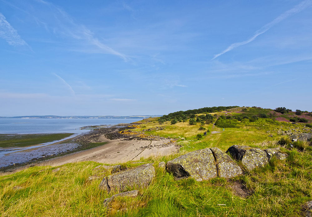 View of the Cramond Island in Lothian, Scotland